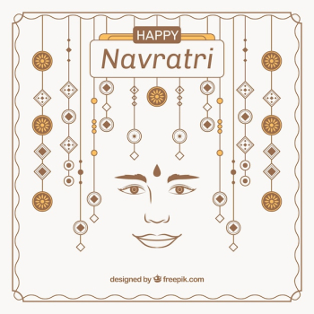 Navratri greeting card with ornaments Navratri greeting card with ornaments