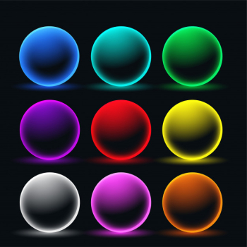 Neon glowing sphere circles set Free Vector Neon glowing sphere circles set Free Vector