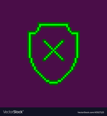 neon green glowing shield with cancel cross symbol neon green glowing shield with cancel cross symbol
