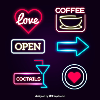 Neon lights sign set Neon lights sign set