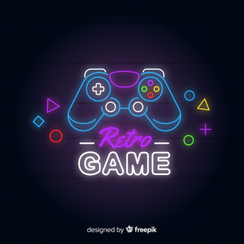 Neon lights vintage gaming logo Free Vector Neon lights vintage gaming logo Free Vector