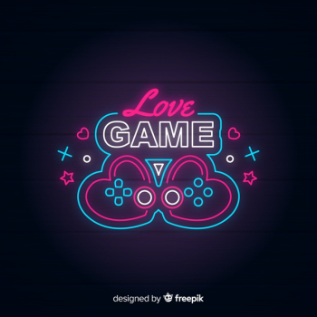 Neon lights vintage gaming logo Free Vector Neon lights vintage gaming logo Free Vector