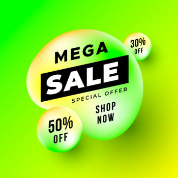 Neon mega sale banner with liquid shapes Free Vector Neon mega sale banner with liquid shapes Free Vector