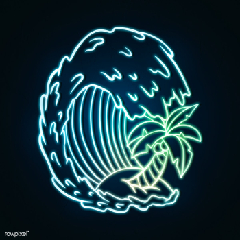 Neon ocean waves with coconut tree sticker | Free illustration - 2356847 Neon ocean waves with coconut tree sticker | Free illustration - 2356847
