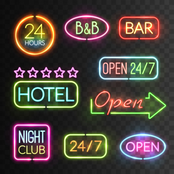 Neon open sign set Neon open sign set
