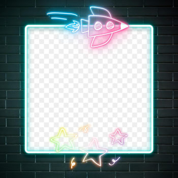Neon png frame rainbow star spacecraft doodle Neon png frame rainbow star spacecraft doodle