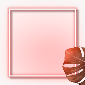 Neon red square frame on a monstera leaves background  | Free  transparent png - 2280683