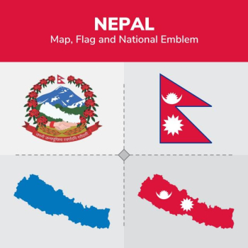 Nepal Map, Flag And National Emblem, Continents, Countries, Map ...