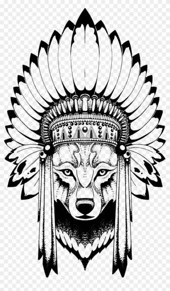 Nevermore-ink 186 11 Wolf By Quidames - Wolf With Indian Headdress