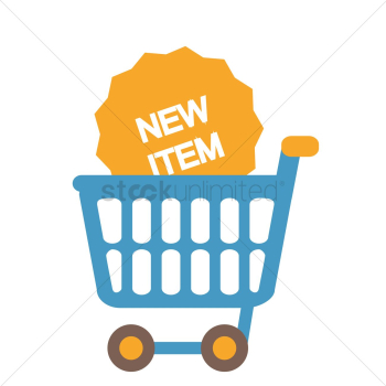 New item tag in a shopping cart New item tag in a shopping cart