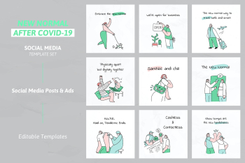 New normal lifestyle template psd after COVID-19 campaign advertisement New normal lifestyle template psd after COVID-19 campaign advertisement
