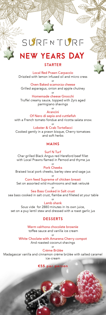 New Years Day Menu Malta, New Years Day Dinner | Surf N Turf