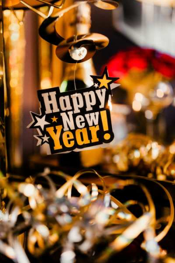 New Years Eve party - shiny golden decorations New Years Eve party - shiny golden decorations