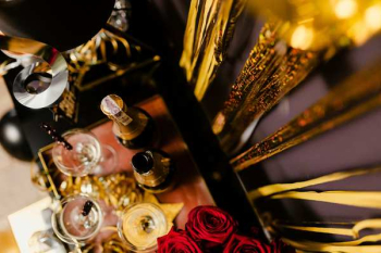 New Years Eve party - shiny golden decorations New Years Eve party - shiny golden decorations