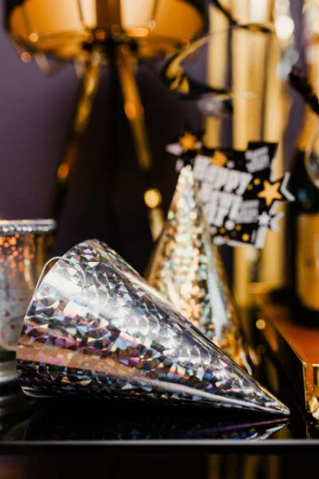 New Years Eve party - shiny golden decorations New Years Eve party - shiny golden decorations