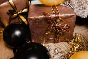New Years Eve party - shiny golden decorations New Years Eve party - shiny golden decorations