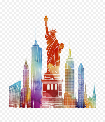 New York City Poster Watercolor painting Illustration - Watercolor New York comics 
