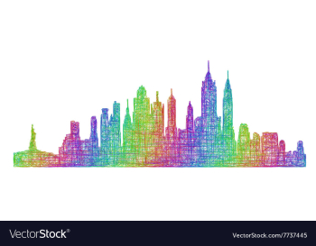 New York City skyline - multicolor line art vector image New York City skyline - multicolor line art vector image