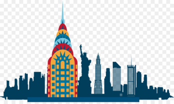 New York City Skyline Silhouette Illustration - Vector Landmarks 