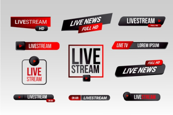News banners style live stream Free Vector News banners style live stream Free Vector