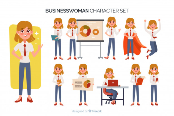 Nice businesswoman character set Nice businesswoman character set
