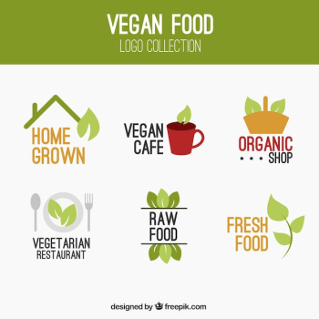 Nice logotypes of vegan food Nice logotypes of vegan food