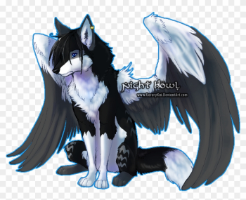 Night Howl Winged Wolf - Anime Wolves With Wings Night Howl Winged Wolf - Anime Wolves With Wings