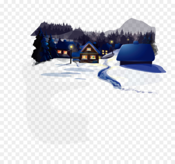 Night Winter Illustration - Small European winter night Night Winter Illustration - Small European winter night