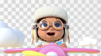 Nina drives a plane - Cocomelon Character, png image