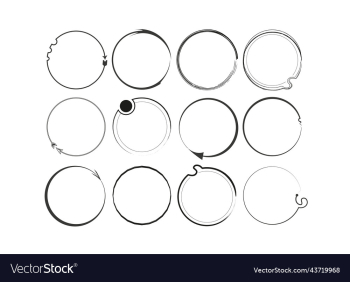 nine abstract hand drawn circle frames