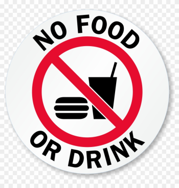 No Food Or Drink Glass Door Decal Signs, Sku - Food And Drinks Allowed Sign