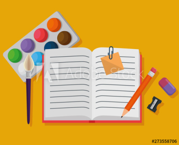 notebook with watercolor and pencil with eraser and sharpener notebook with watercolor and pencil with eraser and sharpener