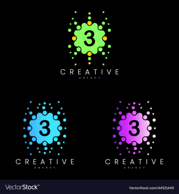 number 3 dots logo set number 3 dots logo set