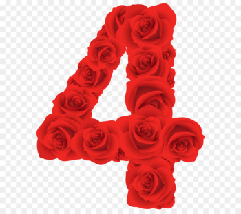 Number Clip art - Red Roses Number Four PNG Clipart Image 