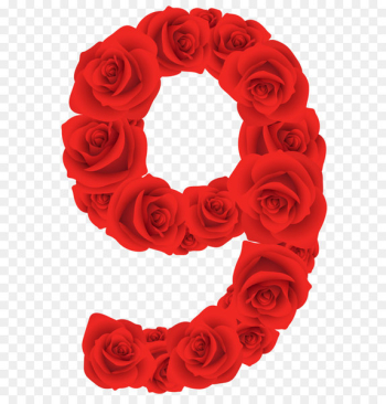 Number Rose Red Clip art - Red Roses Number Nine PNG Clipart Image 