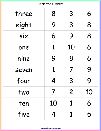 Number words worksheet keywords:toddler,preschool,kindergarten ...