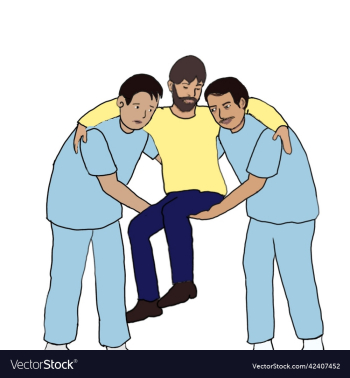 nurses holding a paralyzed man