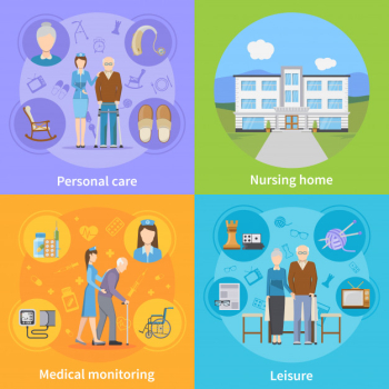 Nursing home elements and characters Free Vector Nursing home elements and characters Free Vector