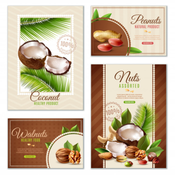 Nuts poster banner set Free Vector Nuts poster banner set Free Vector