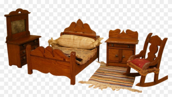 Oak Doll House Bedroom Set In 1 Scale - Bed Frame