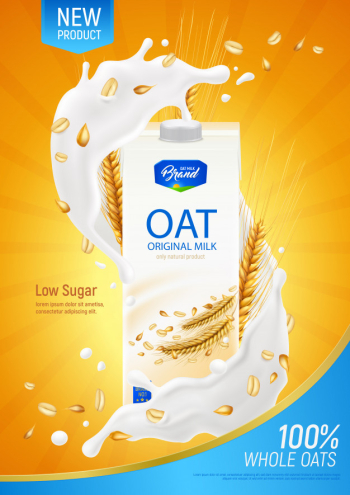 Oatmeal milk realistic poster as advertising illustration of original organic product without dairy and sugar  illustration Free Vector