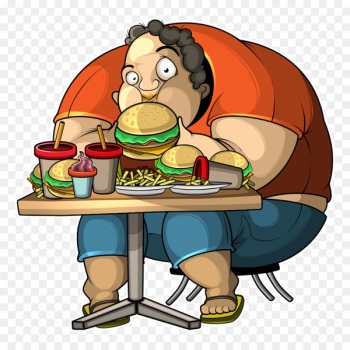 Obesity Eating Illustration - Obese man Obesity Eating Illustration - Obese man