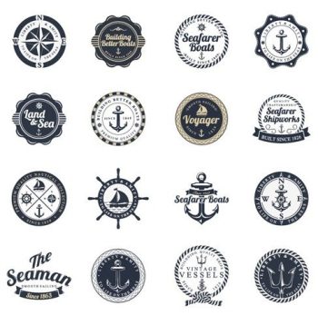 Ocean and Sea Labels Stamp Vector Set Ocean and Sea Labels Stamp Vector Set