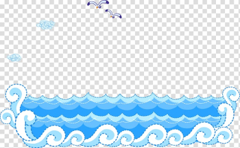 Ocean wave illustration, Animation, Blue sea wave transparent background PNG clipart