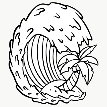 Ocean waves with coconut tree sticker design element | Free  transparent png - 2358345