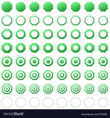 Octagon shape polygon icon template set vector image