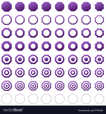 Octagon shape polygon icon template set vector image