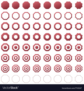 Octagon shape polygon icon template set vector image