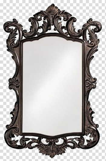 Oculus Mirror, rectangular mirror with brown steel frame transparent background PNG clipart