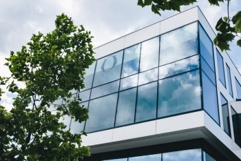 Office building windows and blue sky Office building windows and blue sky